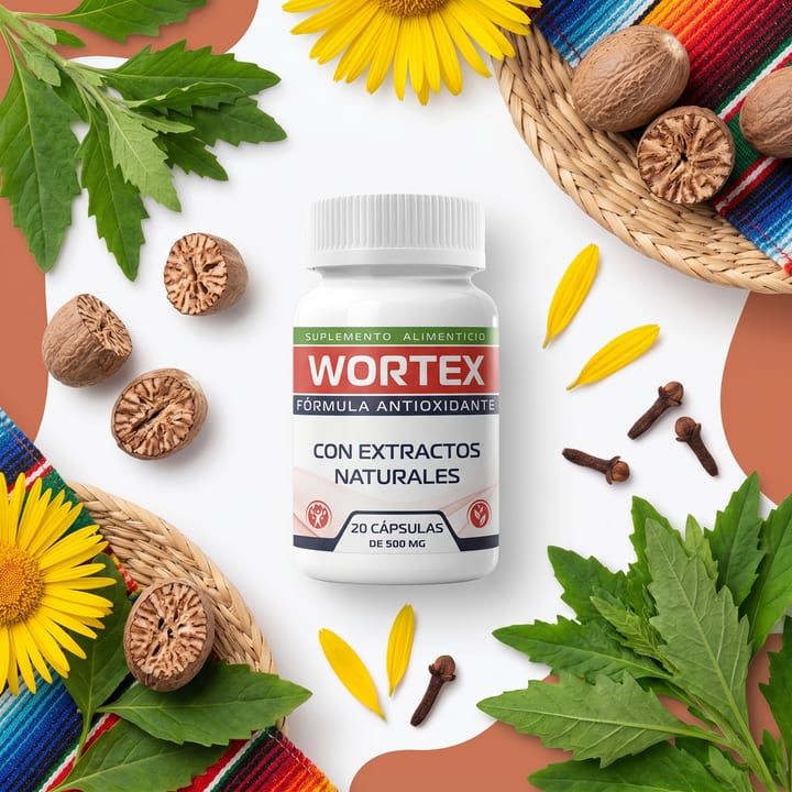 Caja de Wortex, suplemento natural mexicano con epazote